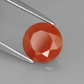 Corniola Arancio rosso naturale da 1.42 ct, Taglio rotondo, Traslucido