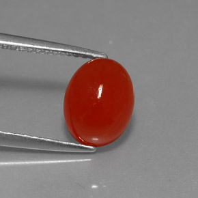 Corniola Arancio rosso naturale da 2.36 ct, Taglio ovale, Traslucido