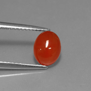 Corniola Arancio rosso naturale da 1.56 ct, Taglio ovale, Traslucido