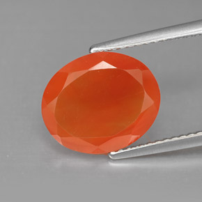 Corniola Arancio rosso naturale da 3.68 ct, Taglio ovale, Traslucido