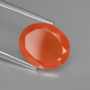 Corniola Arancio rosso naturale da 3.68 ct, Taglio ovale, Traslucido