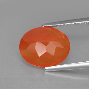 Corniola Arancio rosso naturale da 3.68 ct, Taglio ovale, Traslucido
