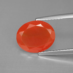 Corniola Arancio rosso naturale da 2.82 ct, Taglio ovale, Traslucido