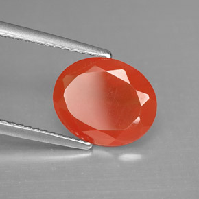 Corniola Arancio rosso naturale da 2.82 ct, Taglio ovale, Traslucido