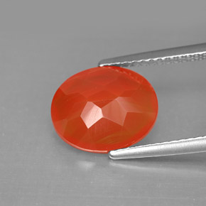 Corniola Arancio rosso naturale da 2.82 ct, Taglio ovale, Traslucido