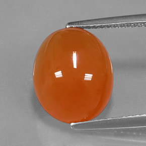 Corniola naturale arancione da 5,15 ct, taglio ovale, traslucido