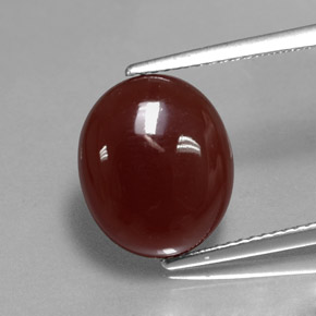 Corniola naturale marrone da 5,81 ct, taglio ovale, traslucido