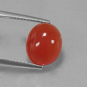 Corniola naturale arancione da 3,68 ct, taglio ovale, traslucido