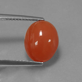 Corniola naturale arancione da 3,33 ct, taglio ovale, traslucido