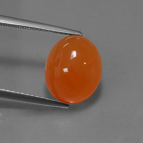 Corniola naturale arancione da 5,07 ct, taglio ovale, traslucido