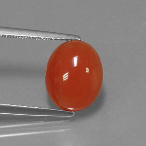 Corniola naturale arancione da 3,53 ct, taglio ovale, traslucido