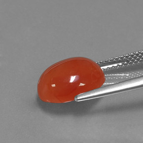 Corniola naturale arancione da 3,53 ct, taglio ovale, traslucido