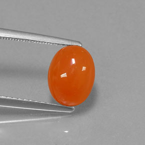 Corniola naturale arancione da 2,38 ct, taglio ovale, traslucido