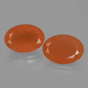 Gemme di Corniola Arancione naturale da 9.47 ct, Taglio ovale, Traslucido