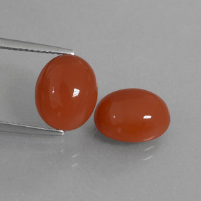 Gemme di Corniola Arancio rosso naturale da 8.05 ct, Taglio ovale, Traslucido