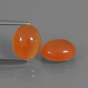 Gemme di Corniola Arancio Medio naturale da 5.12 ct, Taglio ovale, Traslucido