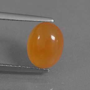 Corniola naturale arancione da 1,89 ct, taglio ovale, traslucido