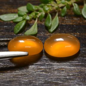 Gemme di Corniola Arancione naturale da 2.65 ct, Taglio ovale, Traslucido
