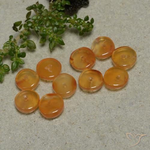 Gemme di Corniola Arancio Medio naturale da 6.42 ct, Taglio a fantasia, Traslucido