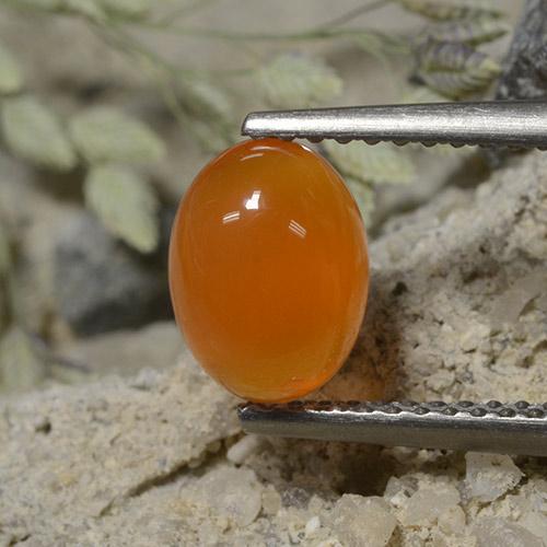 Corniola Arancio Medio naturale da 1.33 ct, Taglio ovale, Traslucido