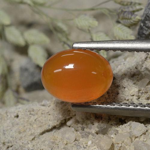 Corniola Arancio Medio naturale da 1.33 ct, Taglio ovale, Traslucido