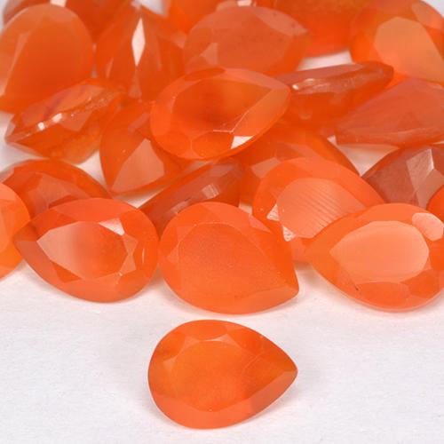 Corniola Arancione brillante naturale da 0.63 ct, Forma a pera, Traslucido