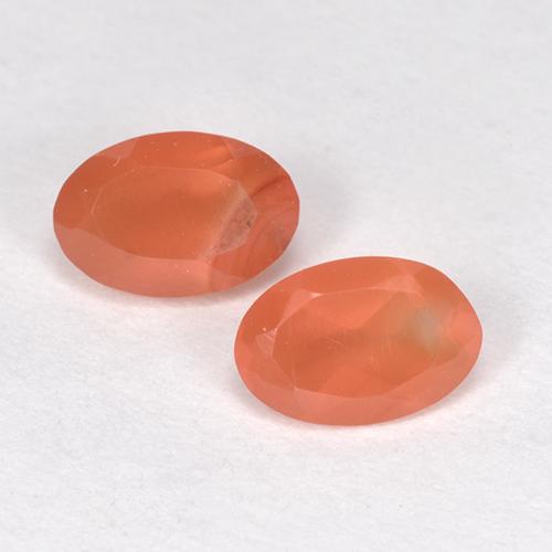 Gemme di corniola arancione rossastro naturale da 0,82 ct, taglio ovale, traslucido