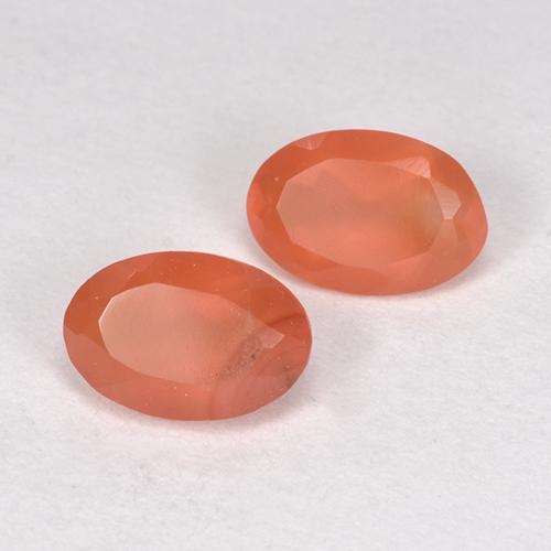 Gemme di corniola arancione rossastro naturale da 0,82 ct, taglio ovale, traslucido
