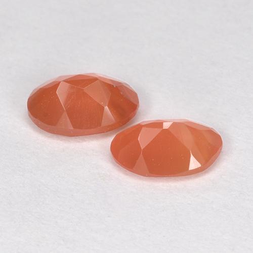 Gemme di corniola arancione rossastro naturale da 0,82 ct, taglio ovale, traslucido