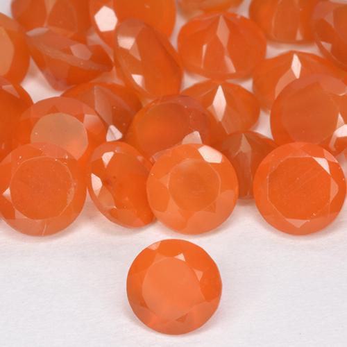 Gemme di Corniola Arancio rosso naturale da 2.29 ct, Taglio rotondo, Traslucido