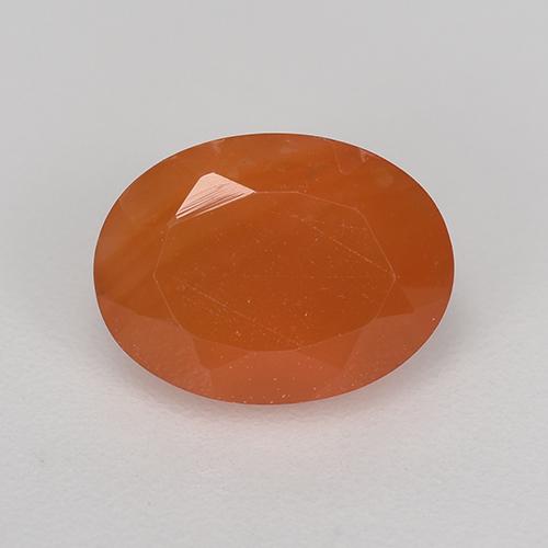 Corniola rosso medio naturale da 1,26 ct, taglio ovale, traslucido