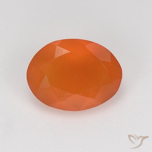 Corniola arancio medio naturale da 0,86 ct, taglio ovale, traslucido