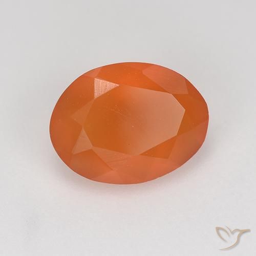 Corniola arancio medio naturale da 0,86 ct, taglio ovale, traslucido