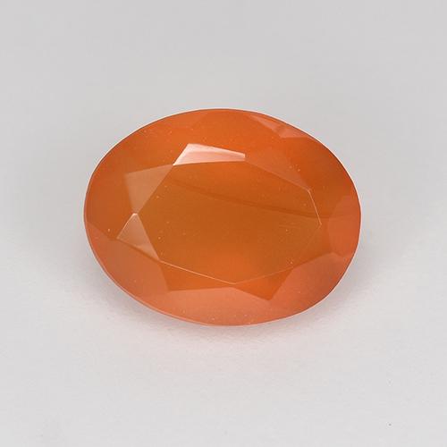Corniola Arancione rossastra naturale da 0.96 ct, Taglio ovale, Traslucido