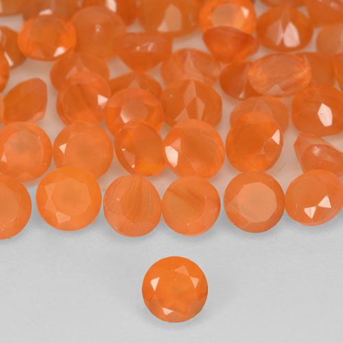 Gemme di Corniola Arancio Medio naturale da 1.11 ct, Taglio rotondo, Traslucido
