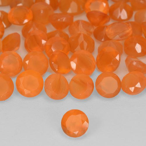 Gemme di Corniola Arancio Medio naturale da 1.11 ct, Taglio rotondo, Traslucido