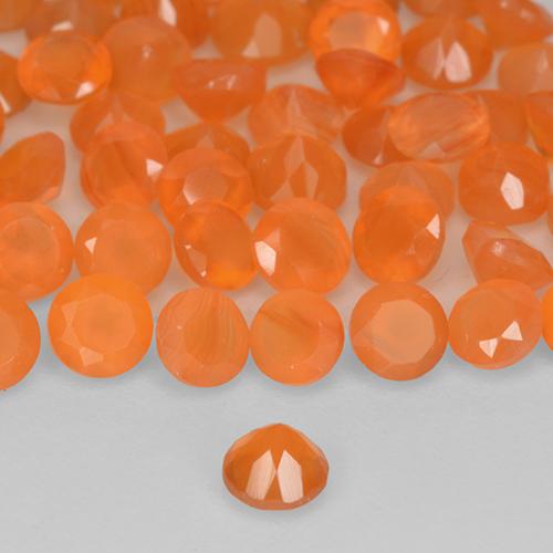 Gemme di Corniola Arancio Medio naturale da 1.11 ct, Taglio rotondo, Traslucido