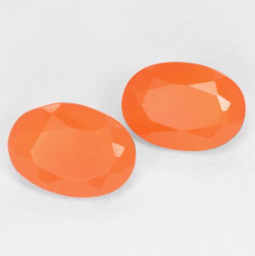 Gemme di Corniola Arancio Intenso naturale da 1.36 ct, Taglio ovale, Traslucido