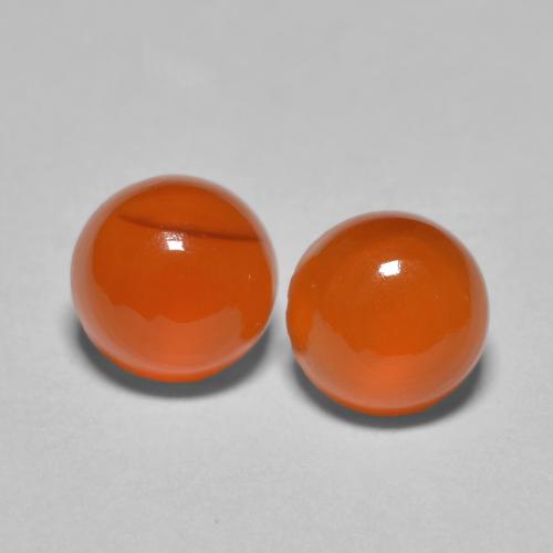 Gemme di Corniola Arancio Medio naturale da 1,89 ct, Taglio rotondo, Traslucido