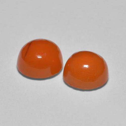 Gemme di Corniola Arancio Medio naturale da 1,89 ct, Taglio rotondo, Traslucido