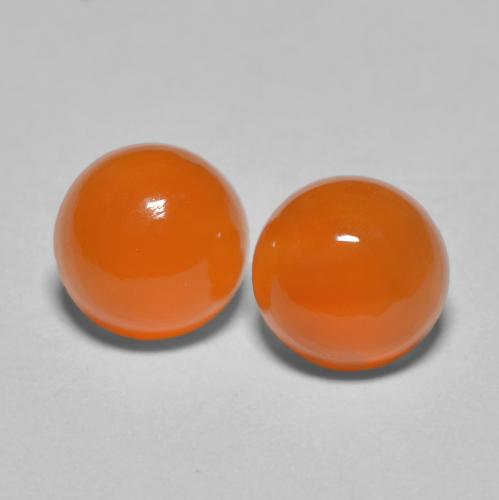 Gemme di corniola arancione brillante naturale da 1,79 ct, taglio rotondo, traslucido