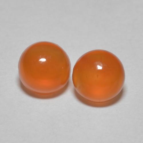 Gemme di Corniola Arancio Medio naturale da 0.95 ct, Taglio rotondo, Trasparente