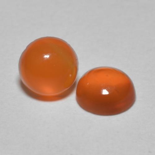 Gemme di Corniola Arancio Medio naturale da 0.95 ct, Taglio rotondo, Trasparente