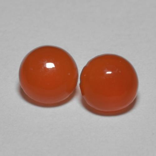 Gemme di corniola arancio medio naturale da 0,87 ct, taglio rotondo, traslucido