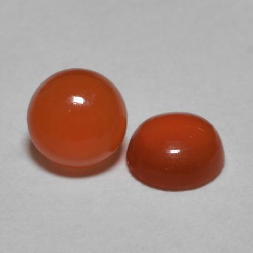 Gemme di corniola arancio medio naturale da 0,87 ct, taglio rotondo, traslucido