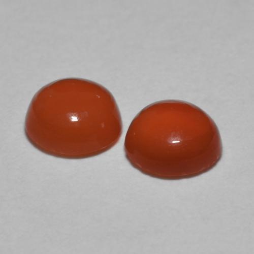 Gemme di corniola arancio medio naturale da 0,87 ct, taglio rotondo, traslucido