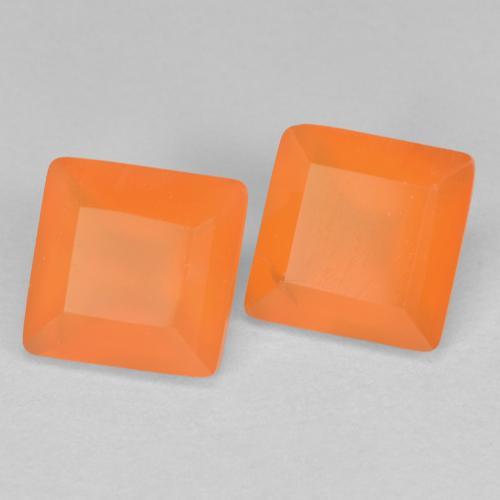 Gemme di Corniola Arancione scuro naturale da 1.28 ct, Quadrato, Trasparente
