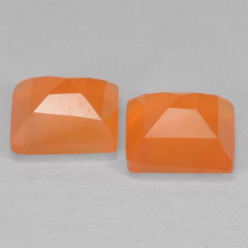 Gemme di Corniola Arancione scuro naturale da 1.28 ct, Quadrato, Trasparente