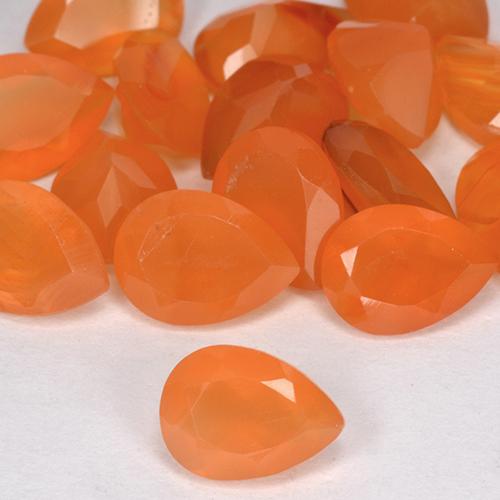 Corniola naturale arancione da 3,84 ct, taglio a pera, trasparente
