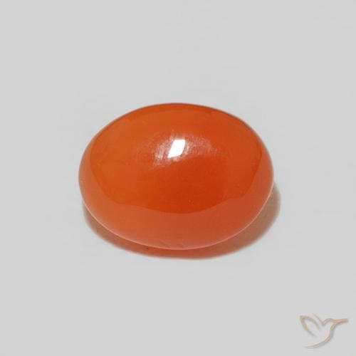 Corniola arancio intenso naturale da 1,53 ct, taglio ovale, opaco